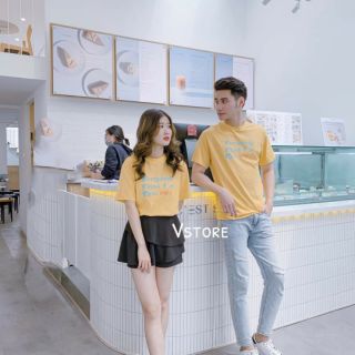 Áo đôi nam nữ màu vàng cá tính