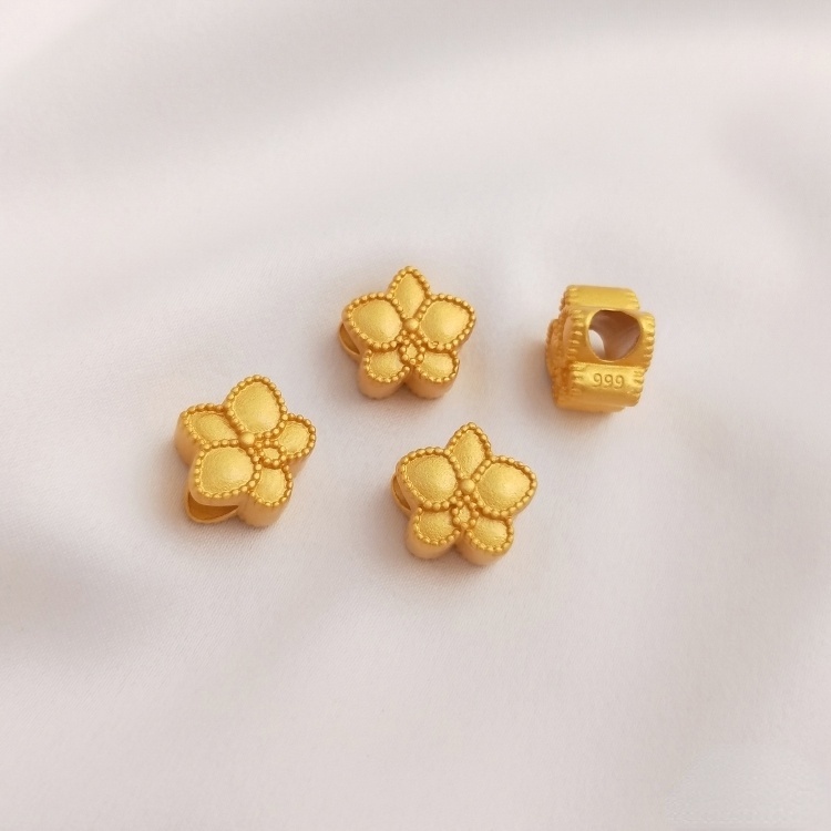 Hạt Đá Cát Màu Sắc Mạnh Mẽ Hình Trái Tim Ngôi Sao Năm Cánh Lỗ To Làm Mặt Trang Sức