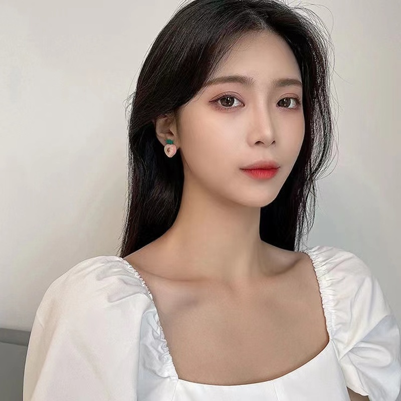 2 Đôi Bông Tai Hình Quả Đào S925 Dễ Thương