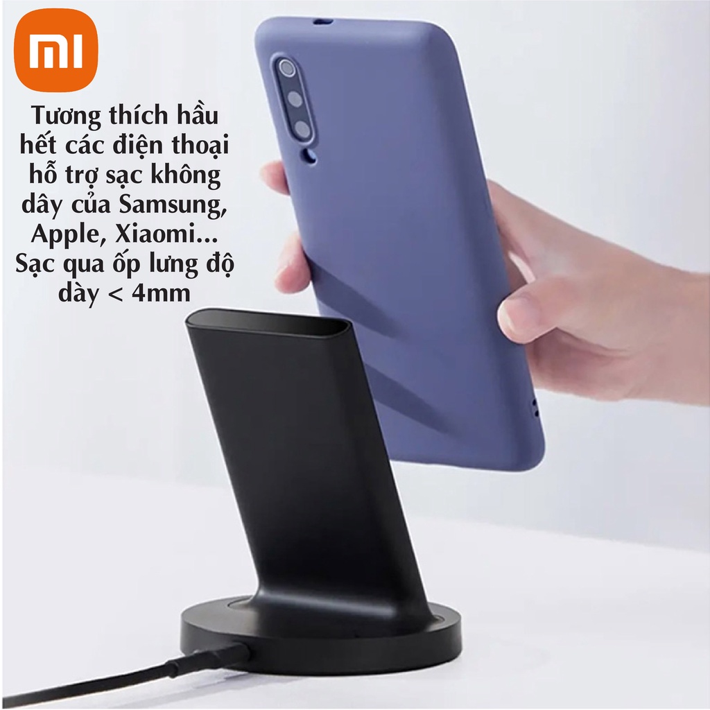 Đế sạc không dây Xiaomi WPC02ZM 20W cực nhanh, chuẩn Qi siêu an toàn, tương thích nhiều thiết bị, sạc xuyên ốp