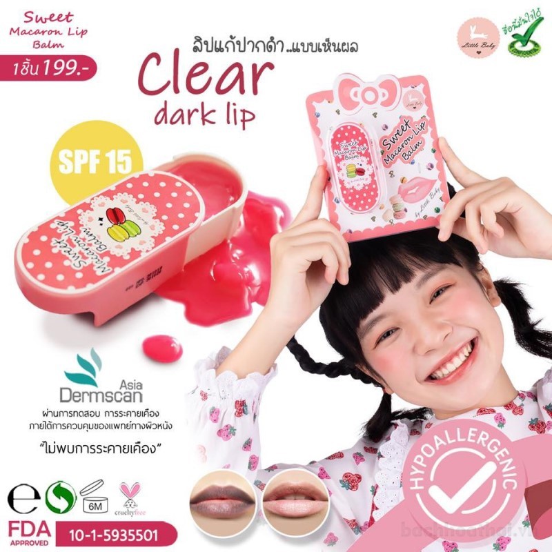 Sáp dưỡng môi ngừa ṫhâm Sweet Macaron Lip Balm Thái Lan