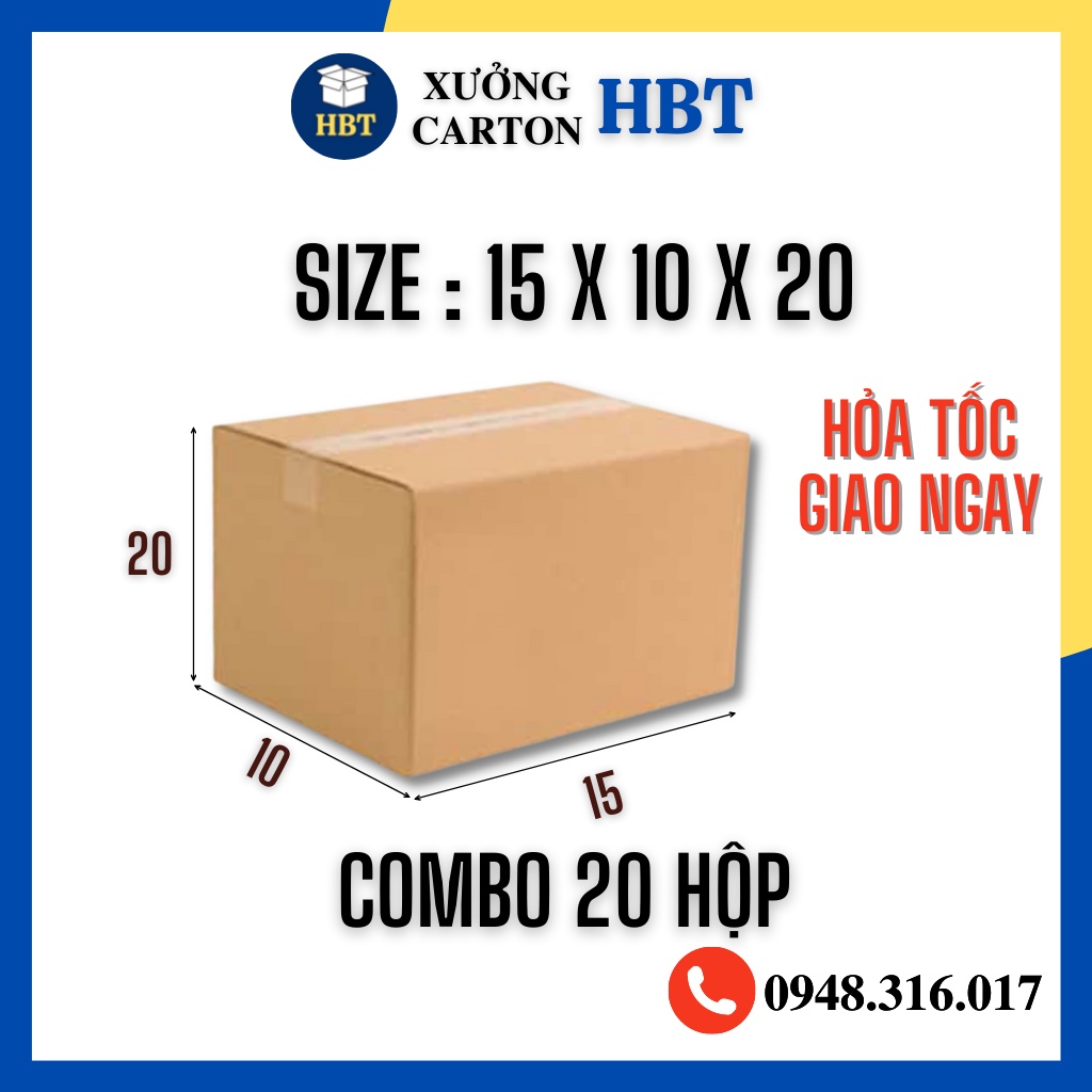 15x10x20 - 20 hộp carton đóng hàng giá rẻ
