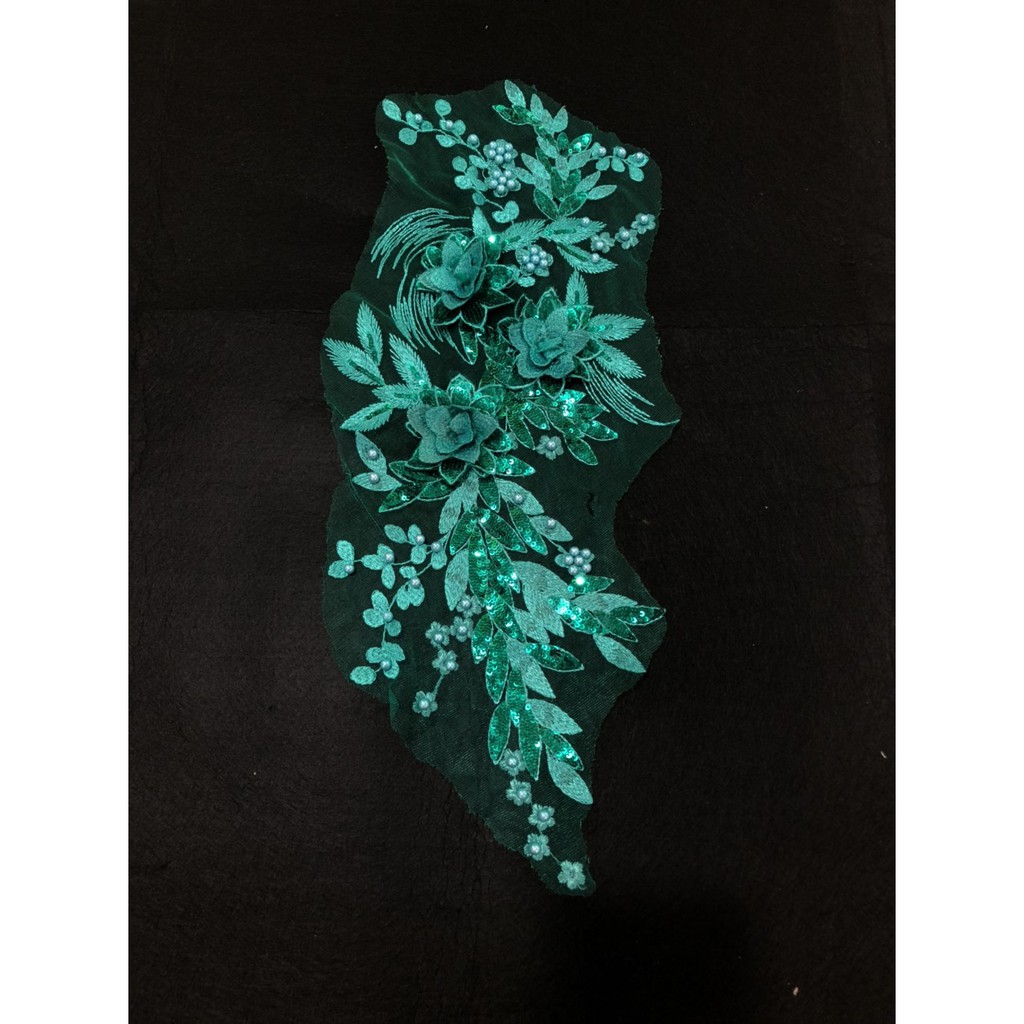 ren thêu chỉ kim sa lấp lánh