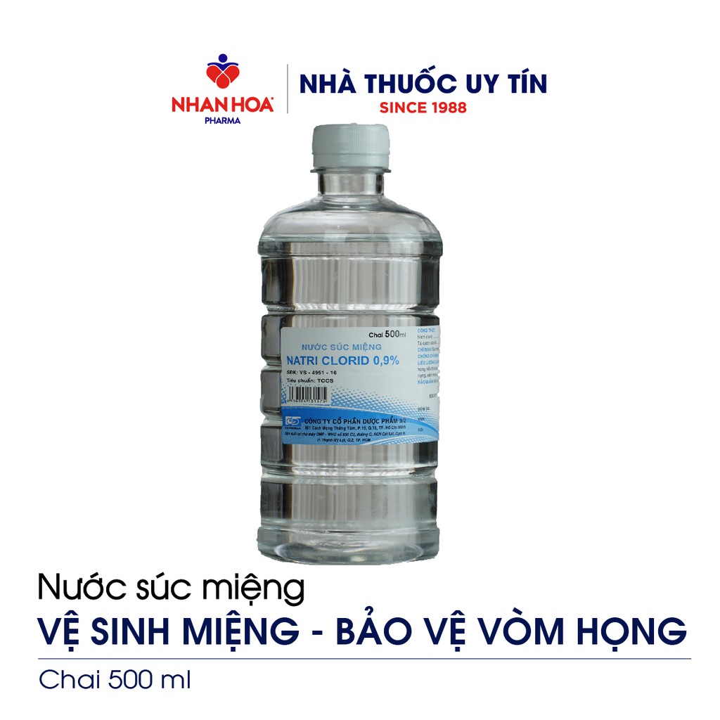 Nước Muối Sinh Lý Vệ Sinh Răng Miệng, Vòm Họng Natri Clorid 0.9%