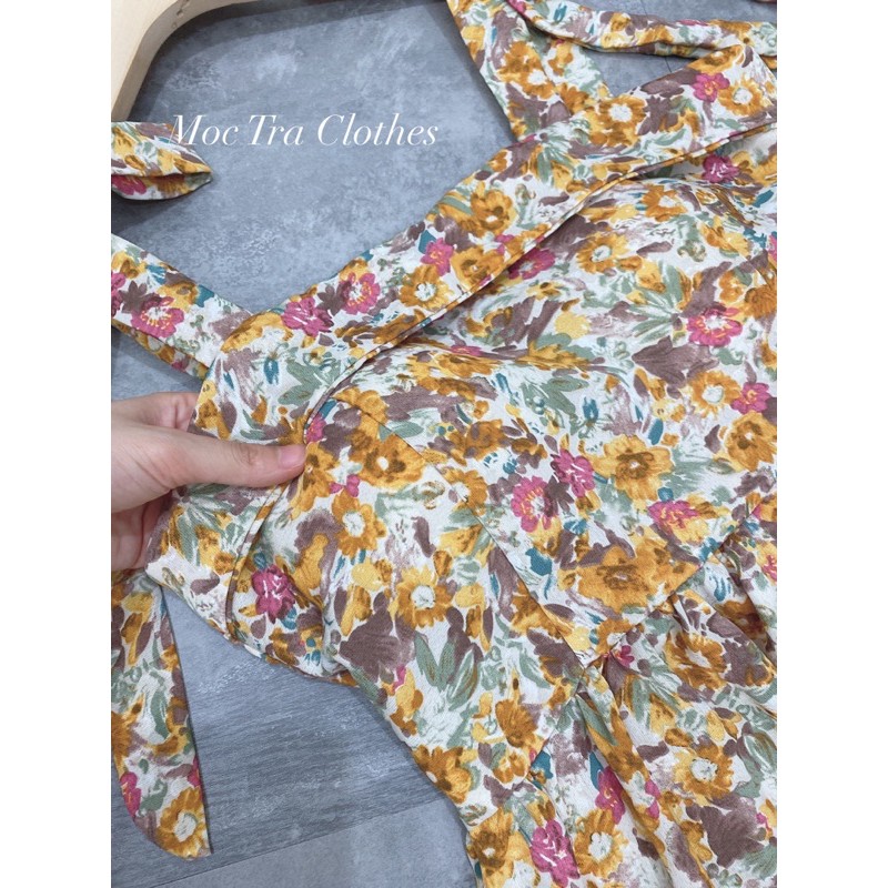 Đầm maxi hoa nhí hai dây thắt nơ vai tiểu thư có cup đệm ngực siêu xinh, Váy kiểu nữ đi biển dáng dài hàng đẹp | BigBuy360 - bigbuy360.vn