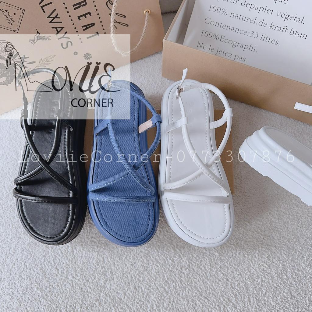 SANDAL XUỒNG LOVIIECORNER - GIÀY ĐẾ BẰNG PHONG CÁCH THỜI TRANG QUAI NGANG CHÉO MẢNH HIỆN ĐẠI - S230515