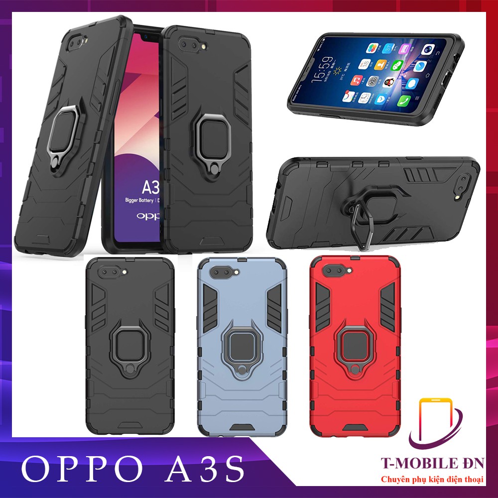 Ốp lưng Oppo A3S, Ốp iRON MAN IRING Nhựa PC cứng viền dẻo chống sốc cho Oppo A3S