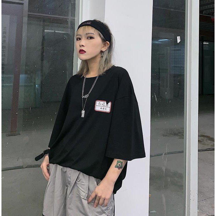 Áo thun Unisex tay lỡ chữ tàu đỏ tim nam nữ form rộng YNSHOP