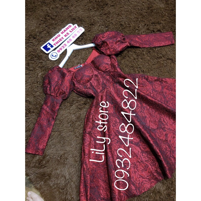 ảnh và video thật 10000% _ đầm gấm tay dài