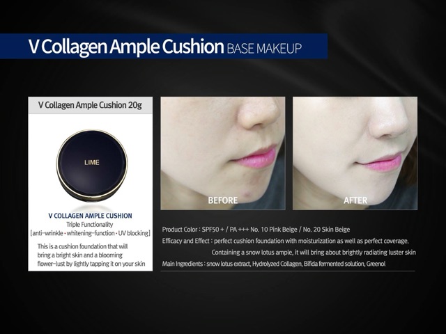 Phấn Nước Lime V Collagen Ample Cushion SPF 50+/PA+++ vỏ đen | BigBuy360 - bigbuy360.vn
