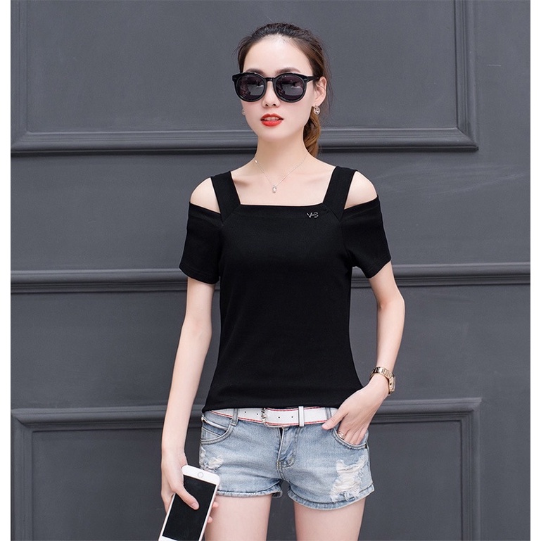 Áo thun nữ cắt vai chất thun mát siêu co giãn đủ size từ S-XXL