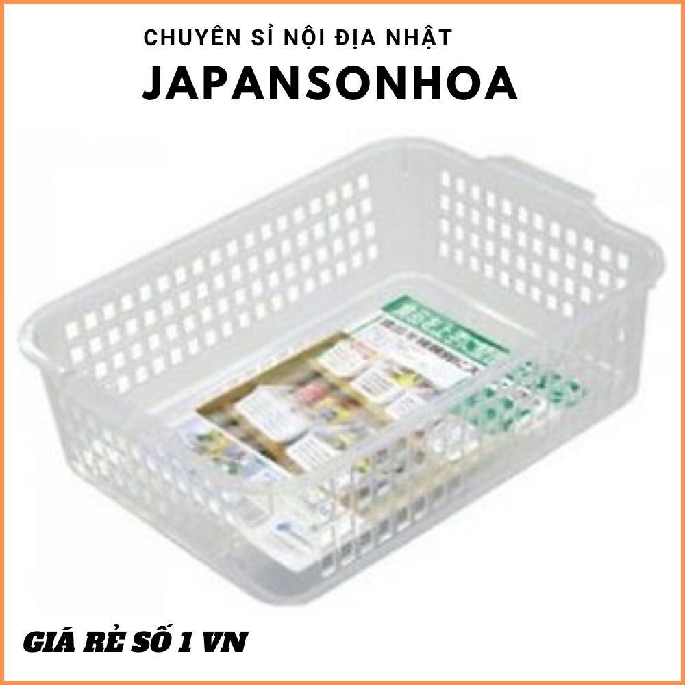 Giỏ nhựa đựng đồ màu trắng Inomata⚡𝗙𝗥𝗘𝗘 𝗦𝗛𝗜𝗣 ⚡ Giỏ có 2 tay xách, giúp bạn dễ dàng dịch chuyển khi cầm