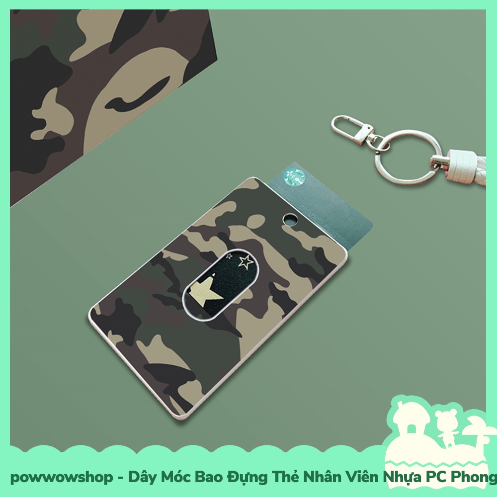 [Sẵn VN - Hỏa Tốc] Dây Móc Bao Đựng Thẻ Nhân Viên Nhựa PC Phong Cách Camo Army