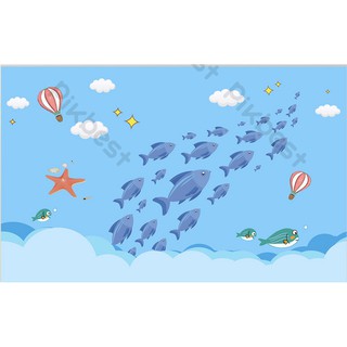 Decal dán tường đàn cá tinh nghịch 2 EB53