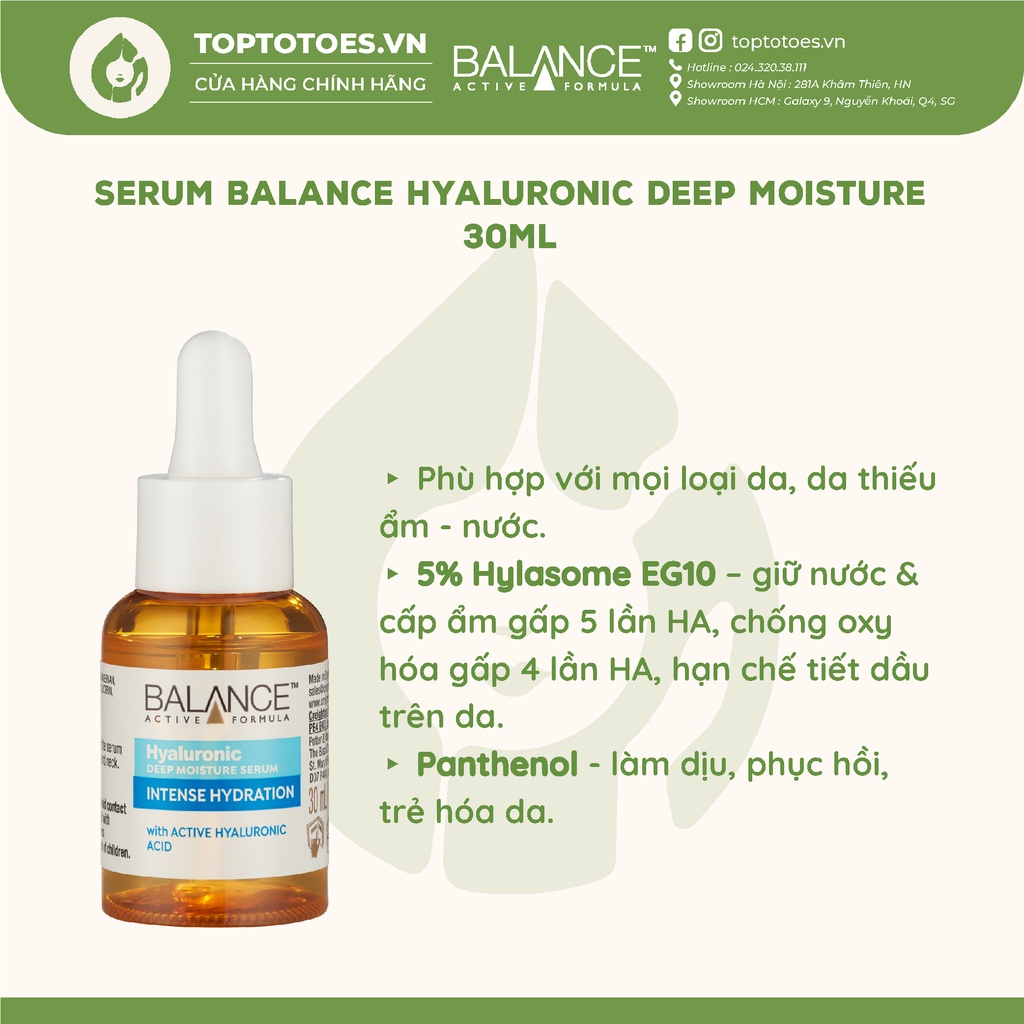 Serum cấp nước, dưỡng ẩm Balance Hyaluronic Deep Moisture 30ml