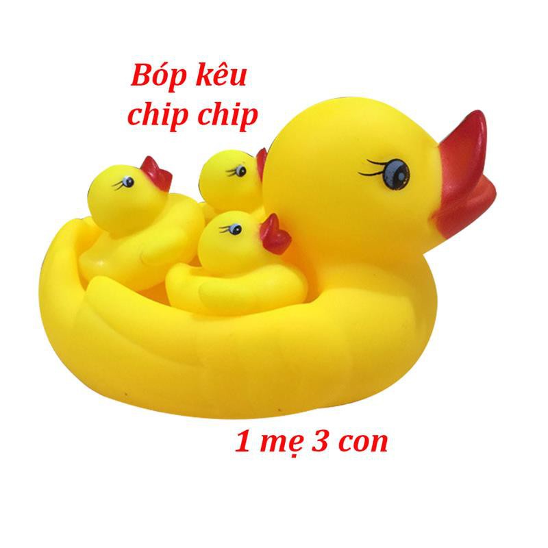 Set vịt bầy mẹ và 3 con bóp chít thả chậu tắm cho bé