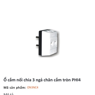 Ổ cắm nối chia 3 ngã chân cắm tròn LIOA