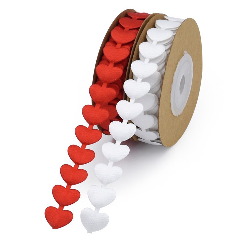 Cuộn Dây Ruy Băng 5M Họa Tiết Trái Tim Nổi 15mm Dùng Trang Trí Tiệc Cưới