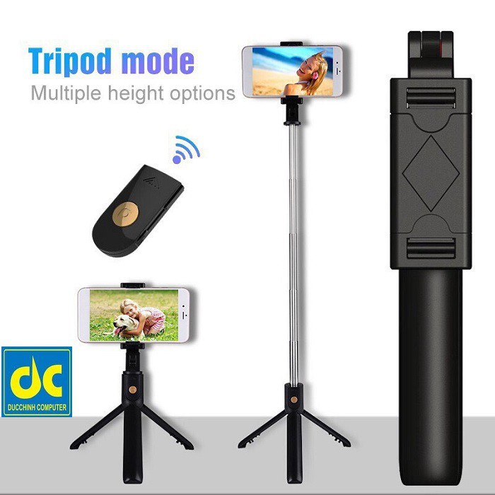 [Mã ELFLASH5 giảm 20K đơn 50K] Gậy chụp hình kiêm chân Tripod K07 , kèm tay điểu khiển Remote Bluetooth 3.0