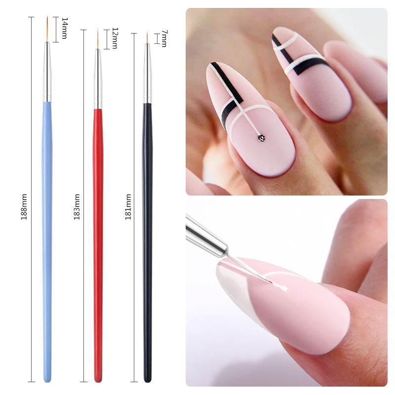 Set 3 cọ vẽ móng tay 3D BORN PRETTY chuyên nghiệp