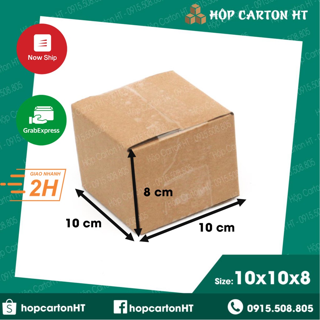 10x10x8 Combo 50 Hộp Carton Đóng Hàng Thùng Giấy Đóng Hàng COD 3 Lớp - Hộp Carton HT