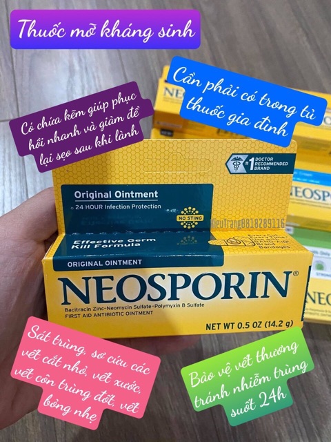 Kem mỡ kháng sinh Neosporin trị bỏng, vết thương, ko để lại sẹo của Mỹ