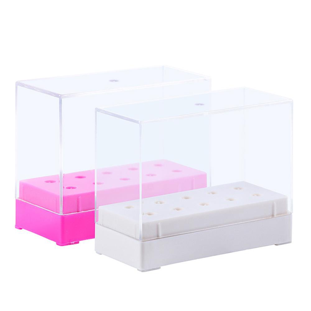 Hộp Đựng Đầu Mài Móng Tay 7 Lỗ&amp;10 Lỗ Trong Suốt Tiện Dụng