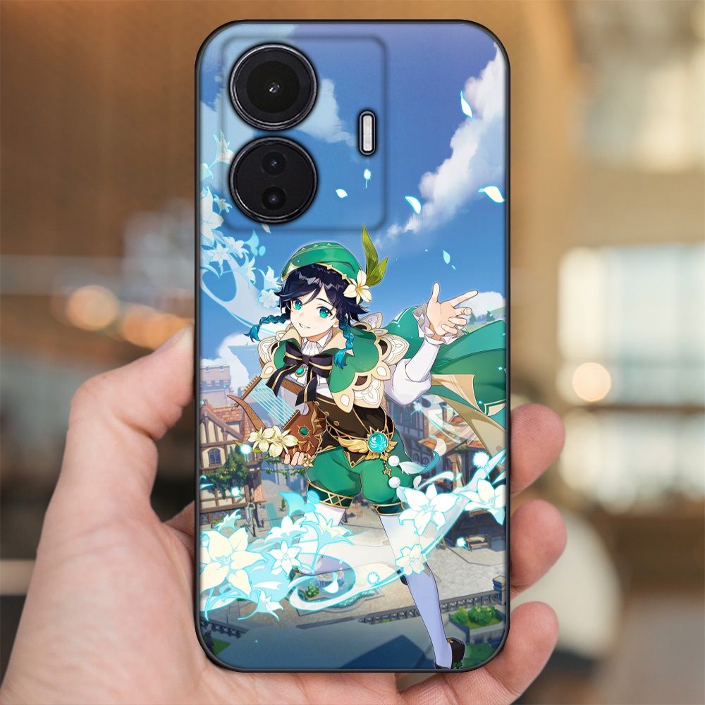 Ốp lưng Vivo T1 5G viền đen in hình Venti Genshin Impact
