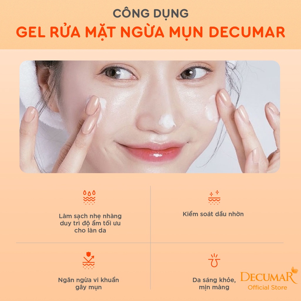Sữa rửa mặt dạng Gel Decumar Clean Advanced-Làm sạch sâu, duy trì độ ẩm tối ưu cho làn da-Ngăn ngừa mụn