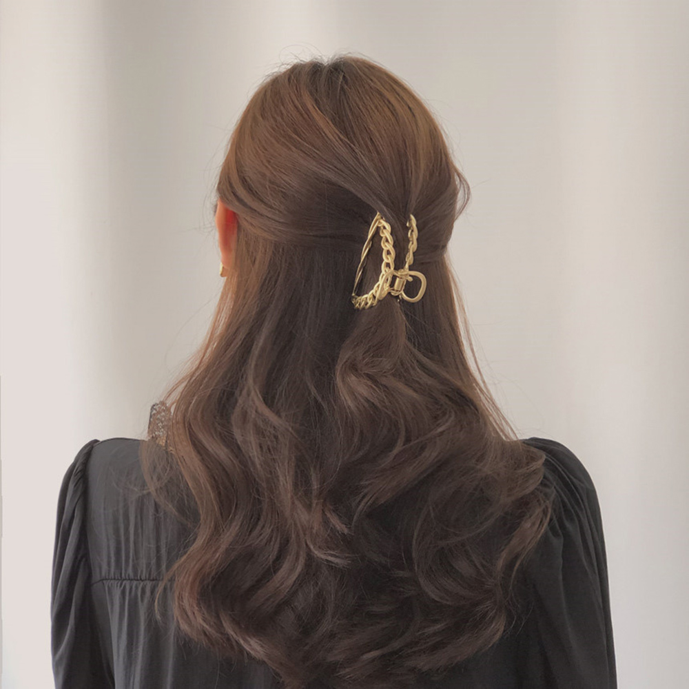 Kẹp Tóc Kim Loại Màu Trơn Phong Cách Vintage Cho Nữ