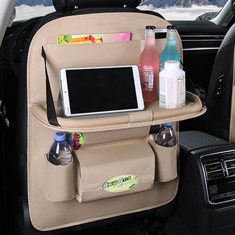 Túi da treo ghế sau ô tô có bàn, túi đựng đồ đa năng, để đồ trên ô tô kiêm giá đỡ chất liệu da pu bền đẹp | BigBuy360 - bigbuy360.vn