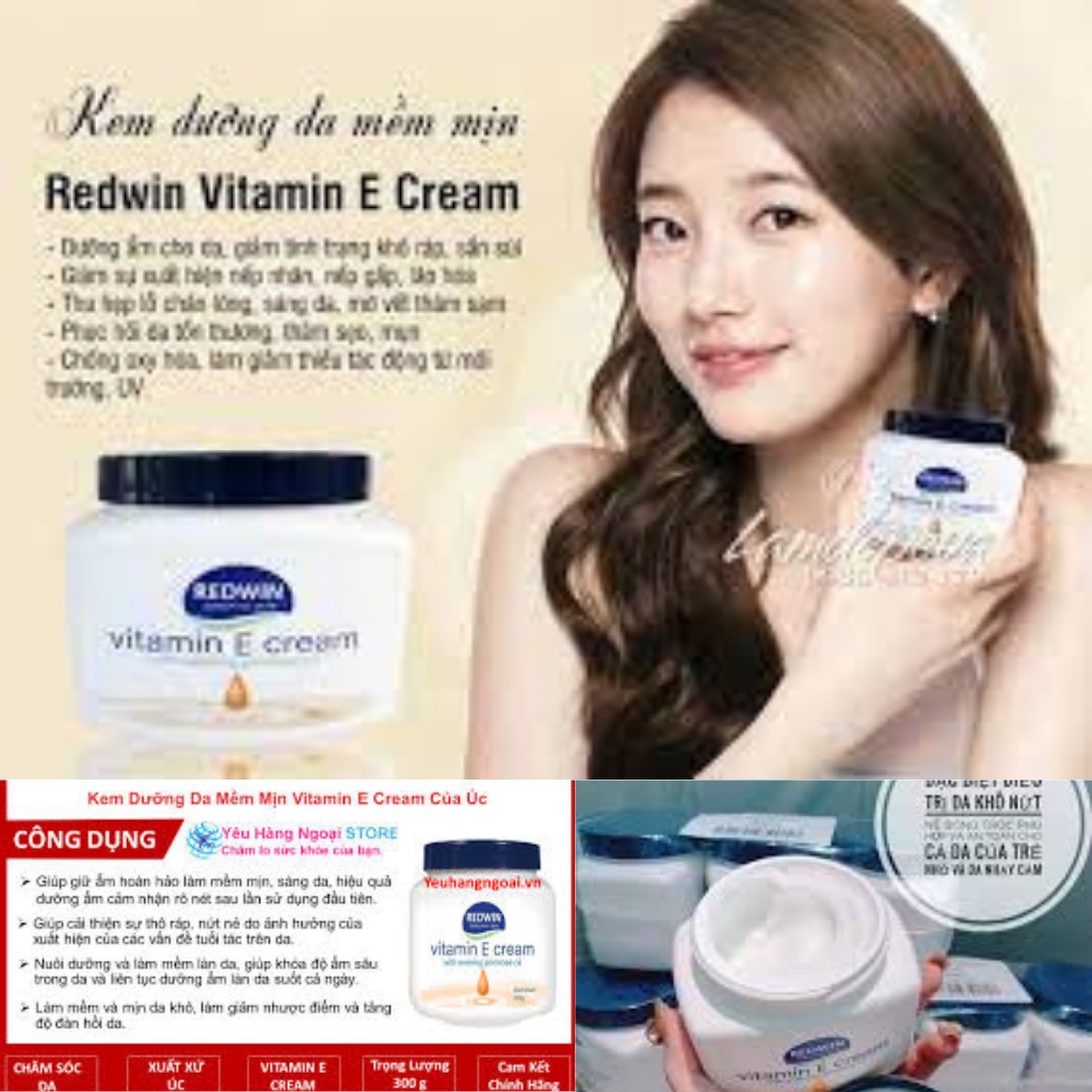 Kem dưỡng da Úc chính hãng Redwin Cream with Vitamin  E 300g, kem dưỡng body, trắng da, Giúp Dưỡng Da Mặt Hết Khô,dasata