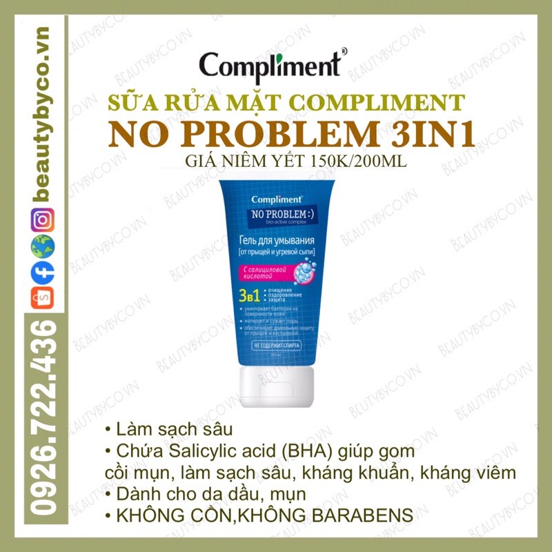 Gel rửa mặt Compliment No Problem giảm viêm, mụn | BigBuy360 - bigbuy360.vn