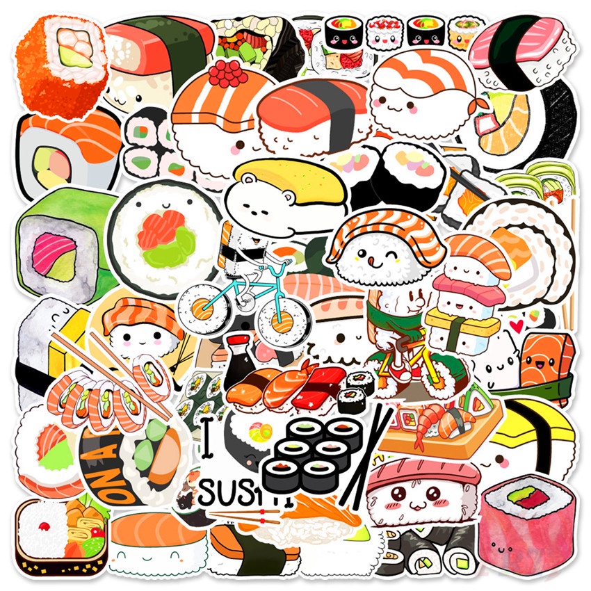 Bộ 50 Cái ☆ Sticker Dán Trang Trí Sushi Zushi Series 01 Chất Lượng Cao ☆ Sticker Dán Tường Chống Thấm Nước Thời Trang