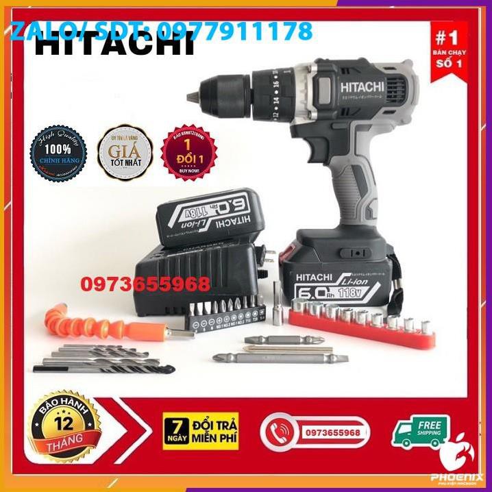 Máy khoan pin Hitachi 118V 💪 Mô tơ 775 💪- 3 Chức năng KÈM 3 MŨI [CAM KẾT CHÍNH HÃNG]