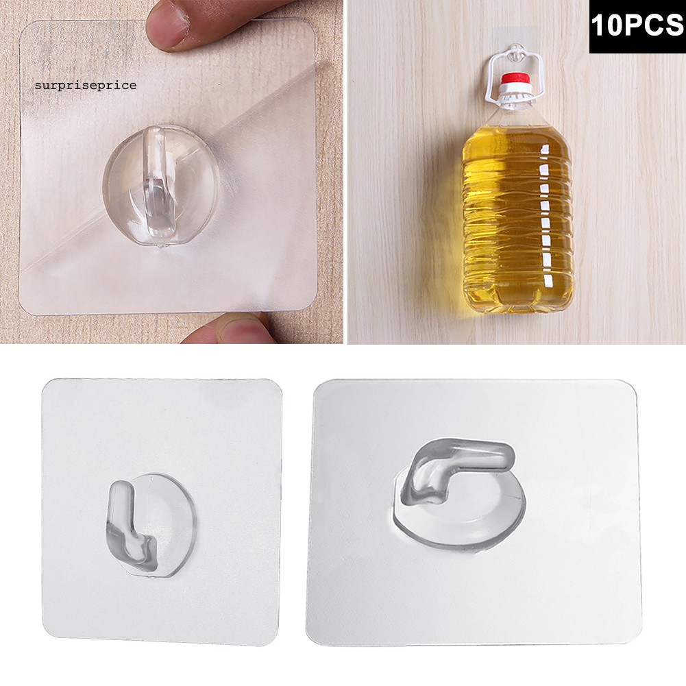 Set 10 móc treo tường trong suốt chống nước siêu dính tiện lợi