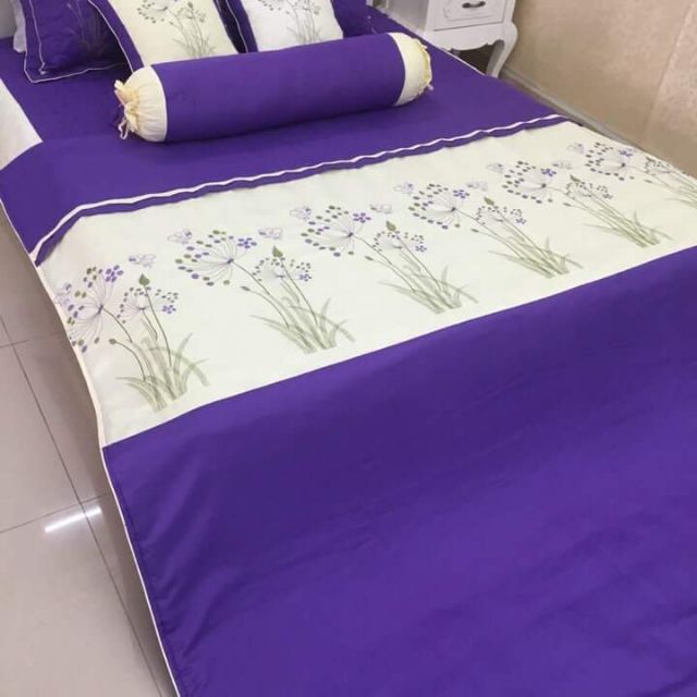 Set Satin lụa thêu hoa 7 món