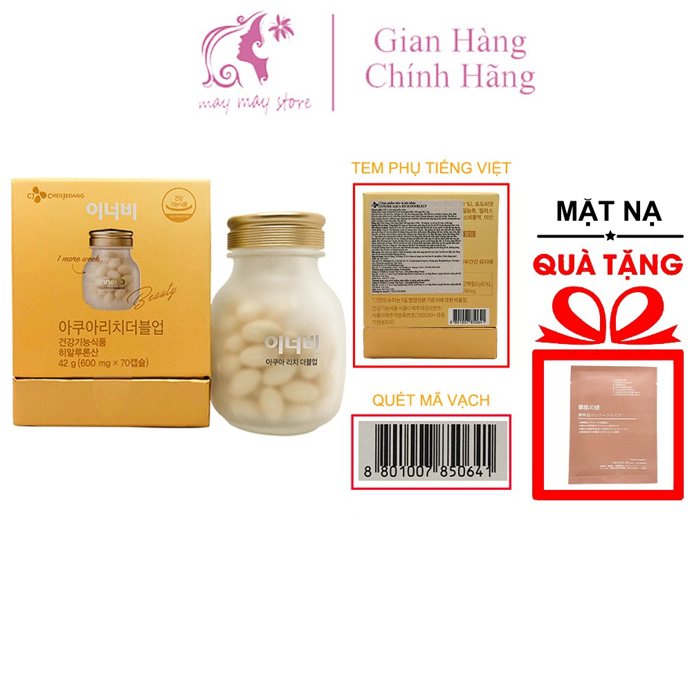 Viên Uống Cấp Nước Aqua Rich Bổ Sung Collagen Giữ Ẩm Cấp Nước Chống Nắng Cho Da Sáng Mịn Hộp 70v