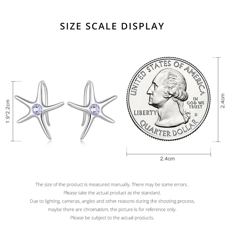 Hoa tai BAMOER Bạc 925 hình ngôi sao biển thời trang