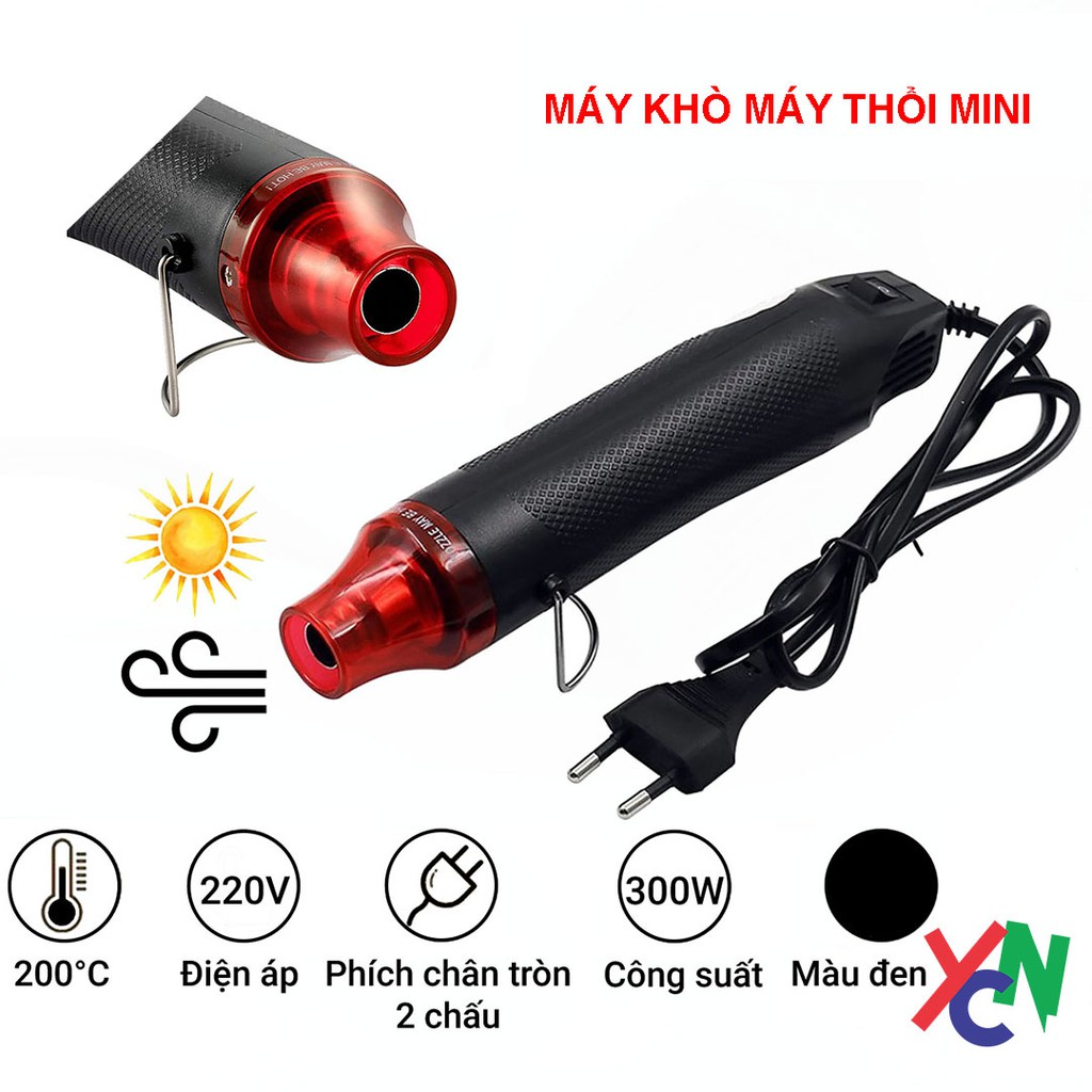 Máy Thổi Khí Nóng Máy Khò Nhiệt Mini  Cầm Tay 200°C 300W 220V Để Khò Màng Co, Tem Cao Su, Bột Hàn...