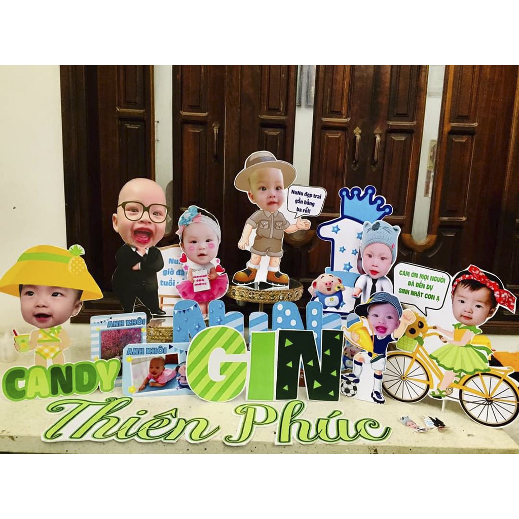 [Free ship] Combo sinh nhật: hình chibi, bảng tên, welcome sinh nhật, trang trí sinh nhật, thiết kế riêng cho mỗi bé