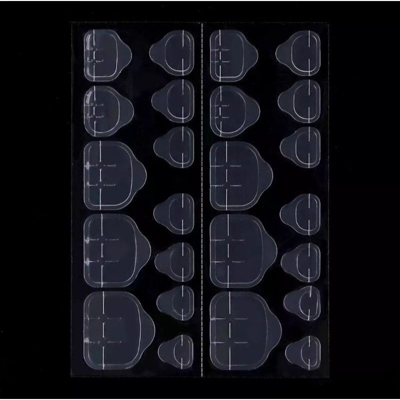 1 set gồm 24 miếng keo dán silicone 2 mặt trong suốt dùng để dán móng chân giả