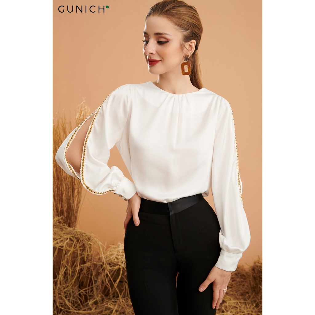 Quần ống bass pha lụa màu đen Gunich
