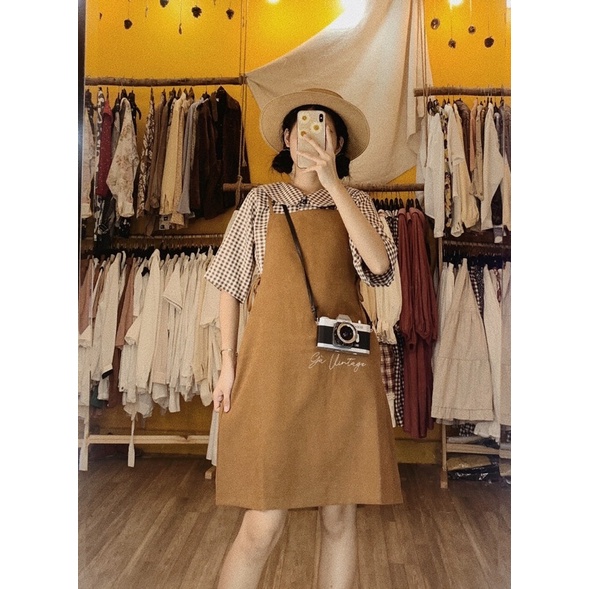 set Yếm Gà Vintage vải Kaki nhung dầy dặn | BigBuy360 - bigbuy360.vn