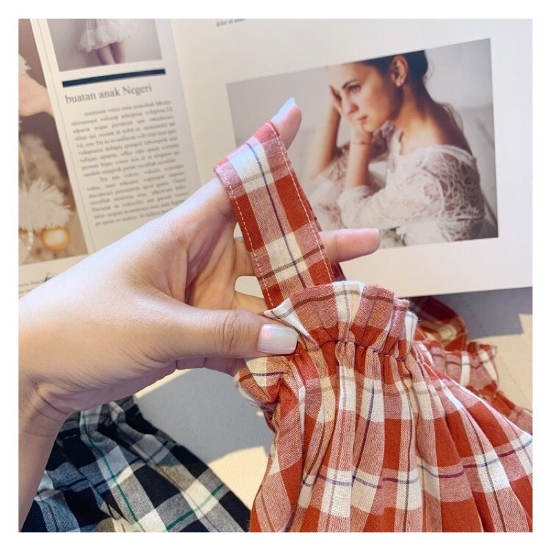 Set 2 dây kẻ caro bé gái