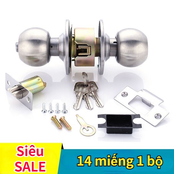 Ổ Khóa Cửa Tay Nắm Tròn NEO Cao Cấp INOX 304 Gồm 3 Chìa Khóa, Chuyên Khóa Cửa Đi, Phòng, Tolet, Nhà Kho (Chính Hãng)