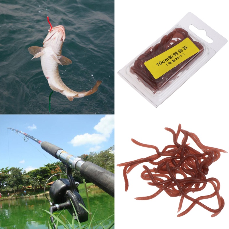 1 Hộp Mồi Giun Giả Câu Cá 10cm Mềm Co Giãn