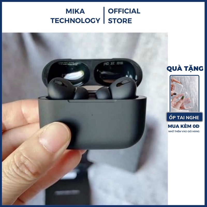 Tai nghe không dây Pro bản Black Đen Nhám chống ồn xuyên âm định vị đổi tên sạc không dây