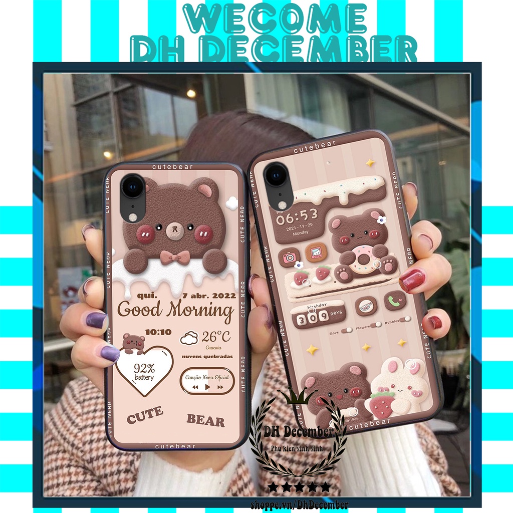 Ốp lưng IPhone XR in hình 3D GẤU HỒNG-GẤU BE3R -XINH XẺO CỰC ĐẸP