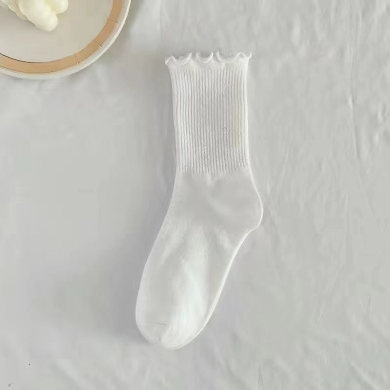 Hàng Có Sẵn Vớ Ống Lửng Viền Ren Màu Trắng Phong Cách Lolita Thời Trang Thu Đông Dành Cho Nữ